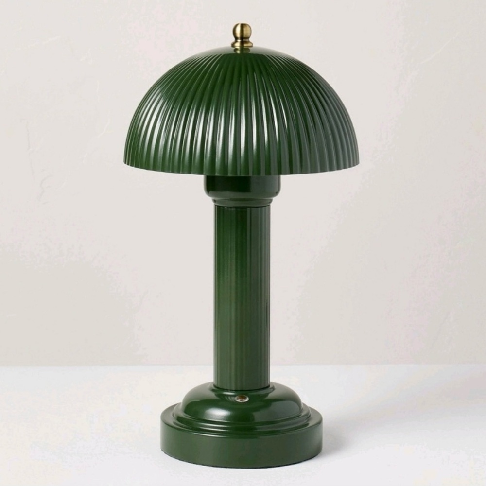Hearth and Hand Fluted Library Table Lamp Rechargeable Green 11.5" Metal Target